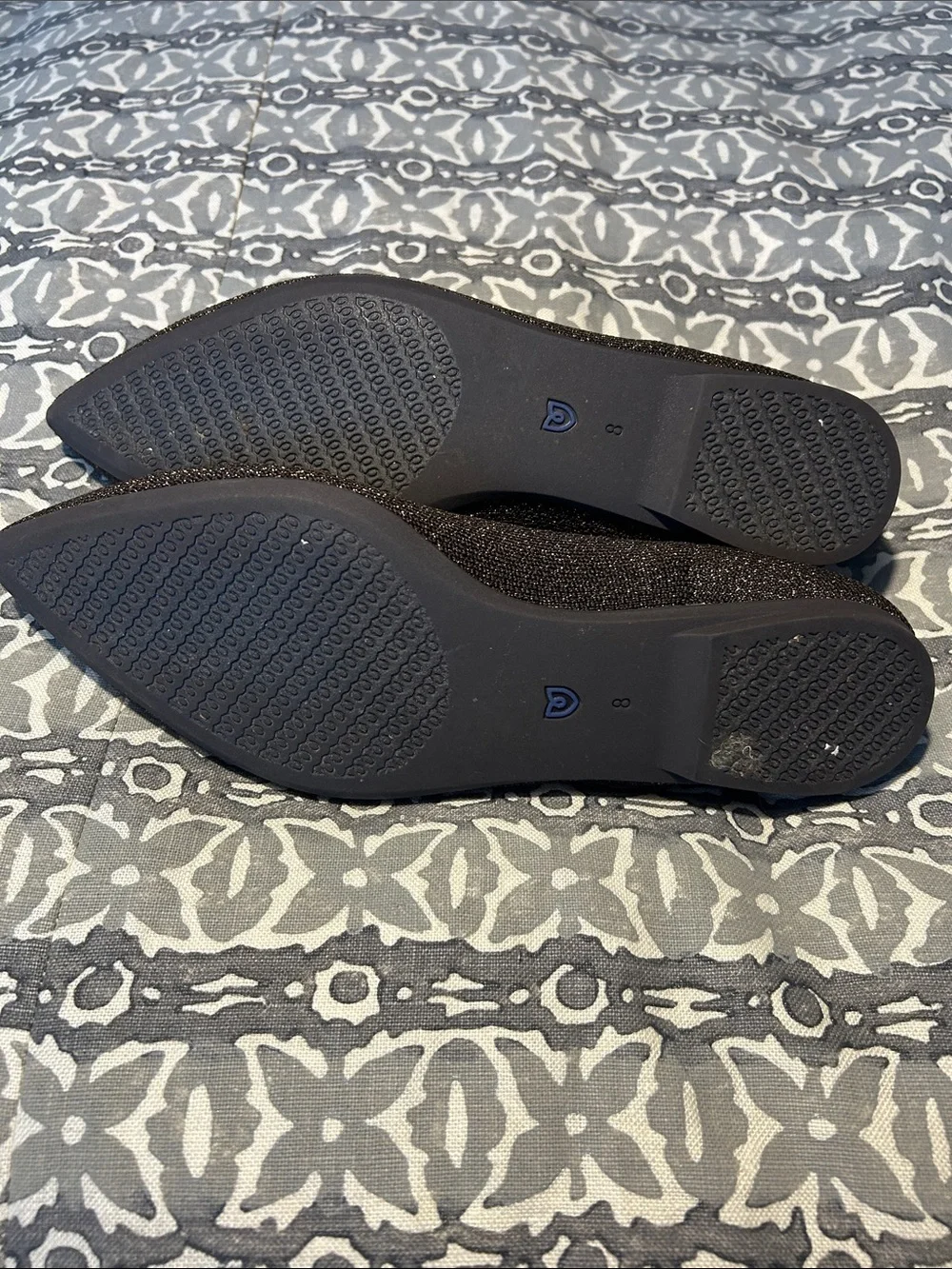 Rothy's Brown Pointed-Toe Flats with Blue Trim
